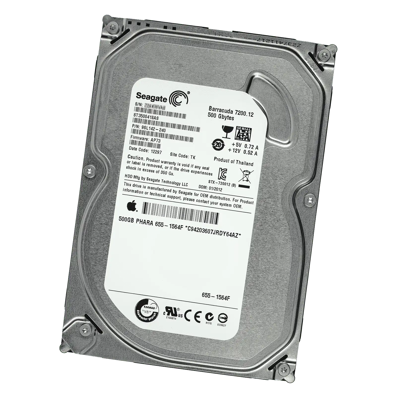 A1312 Seagate Hard Drive 500GB front