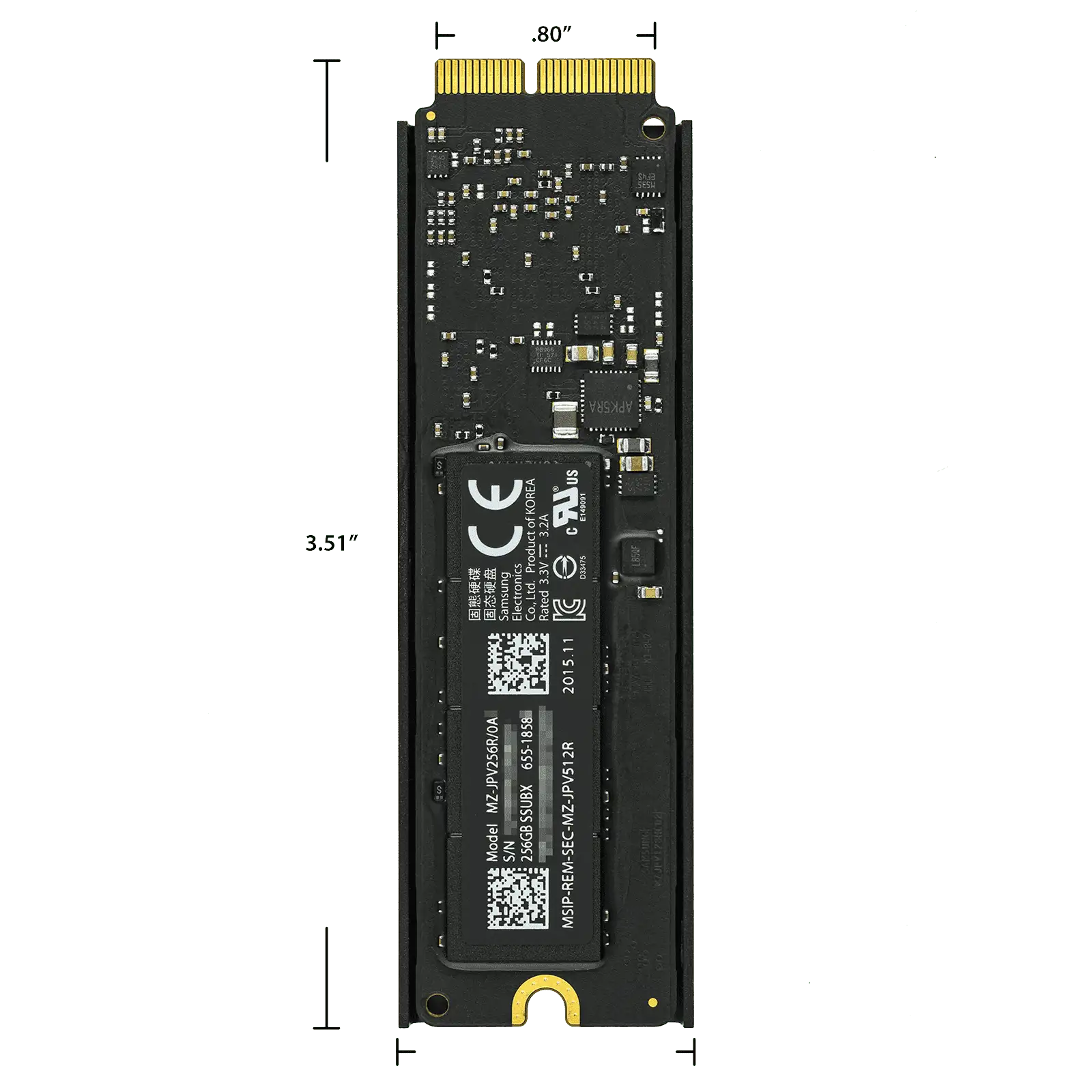 MacBook Pro A1481 256GB SSD Dimensions